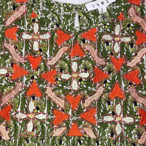 THML Green and Orange Embroidered Blouse - Picture 5 of 10